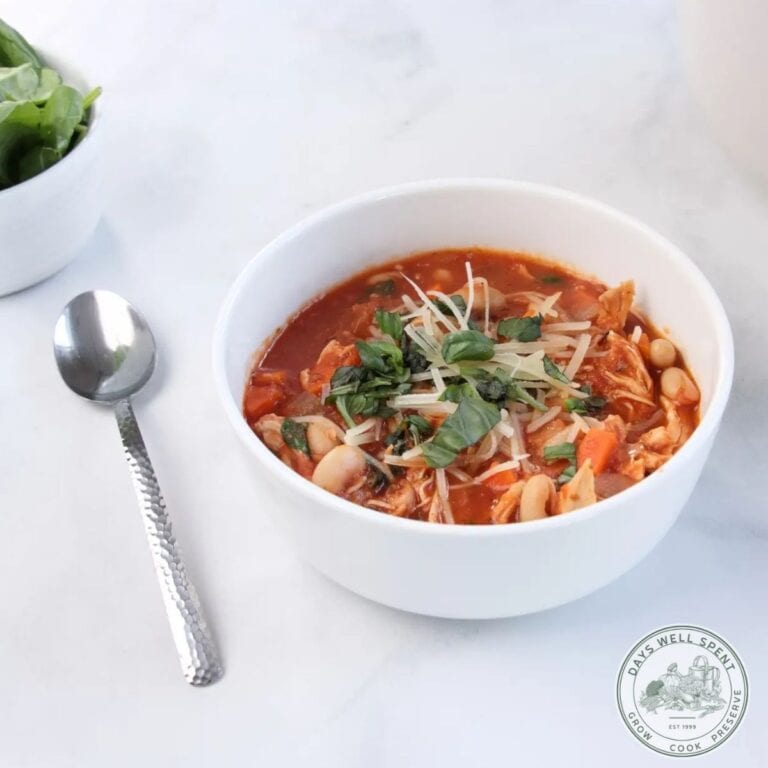bowl filled with Shredded Chicken and Vegetable Stew.
