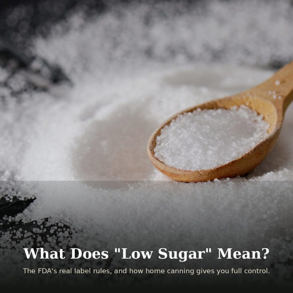 What does low sugar mean โ spoonful of white sugar spilled on a dark surface.